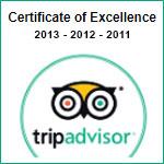 Tripadvisor Certificate of Excellence 2011-13