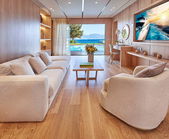 Elounda Bay Palace SEA BREEZE BUNGALOW SUITE SEA VIEW SHARING POOL 72 LIVING ROOM