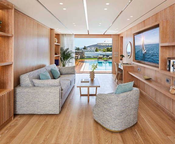 Elounda Bay Palace SEA BREEZE BUNGALOW SUITE SEA VIEW PRIVATE POOL 0623 LIVING ROOM